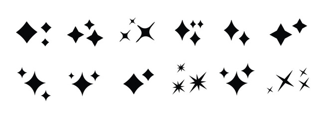 Set of Sparkles and Stars Vector Illustration Collection