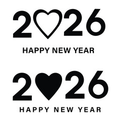 Happy new year 2026 with heart shape vector illustration