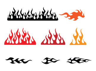 Set of Flame Vector Art for Decoration Design Isolated on Background