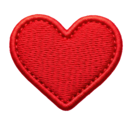 Red heart patch with transparent background cutout png