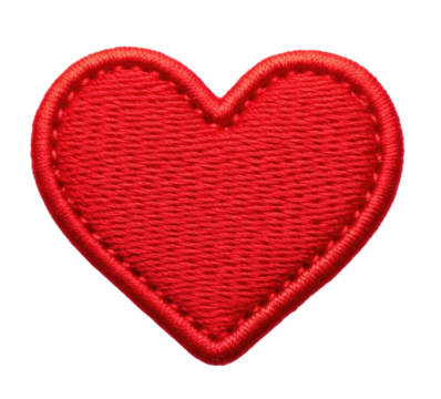 Red heart patch with transparent background cutout png