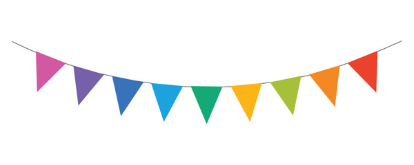 String of Pennant Flags for Celebration Isolated on Transparent