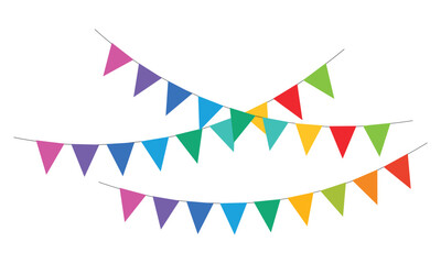 Two Strings of Pennant Flags for Celebration Isolated on Transparent