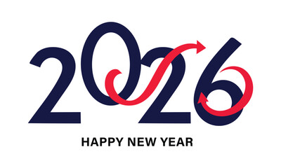 Stylish Vector Illustration of 2026 Happy New Year Logo Concept