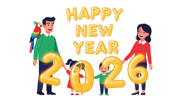 New Year's Celebration: A family unites, sharing joyous wishes, symbolizing hope, optimism, and anticipation for a prosperous year ahead. 