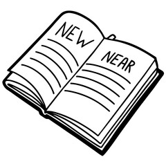 An open book with the words new and near