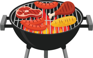 Grilled Feast Delicious Food on a Charcoal Grill