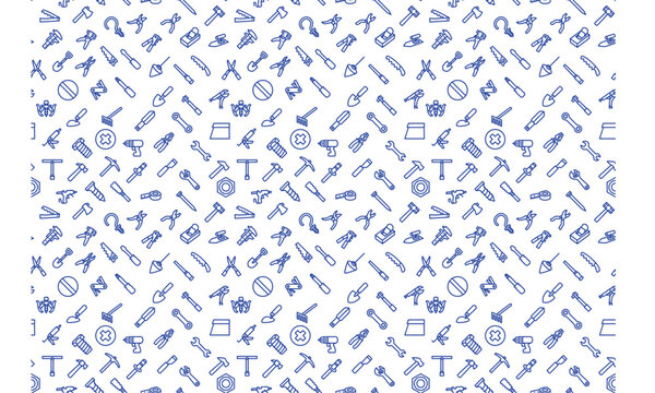 black and white tools seamless pattern 04