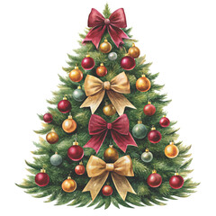 Christmas tree made entirely of colorful bows  clipart white background 