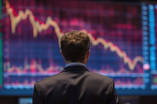 Businessman viewing financial market data analysis
