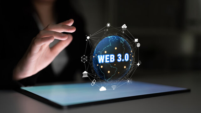 The interconnected global ecosystem of Web 3.0 technology. A worldwide network connecting blockchain, DeFi, NFT, and other decentralized services. Motif - Powered by Adobe