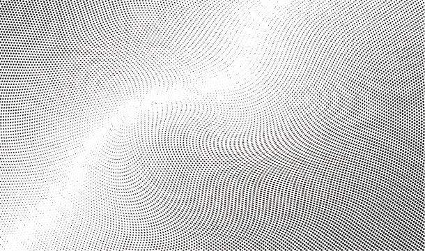 Wavy gradient halftone dots pattern texture background
