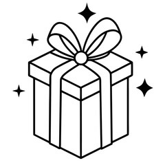 Obraz premium Illustration of a gift box with ribbon and stars