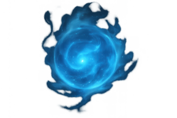 Blue magic portal vortex forming a swirling energy field, glowing light effect transforming a mystical space on transparent background