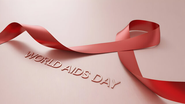 Remember World Aids Day with a red ribbon for awareness and support for education - Powered by Adobe