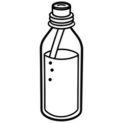 Illustration of a bottle with a straw