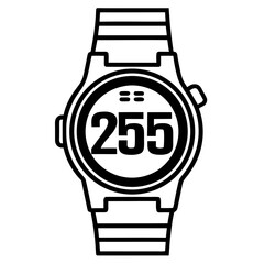 Smartwatch displaying the number 255