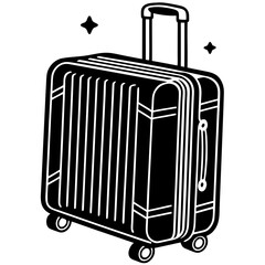 Stylish black and white suitcase with wheels for travel