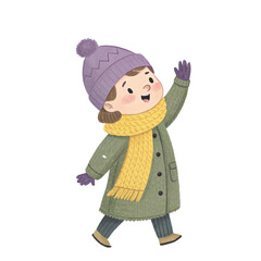 A girl wearing a scarf and a sweater clipart white background 