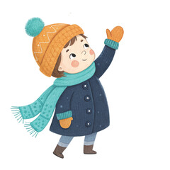 A girl wearing a scarf and a sweater clipart white background 