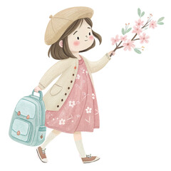 A girl wearing a scarf and a sweater clipart white background 