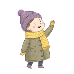 A girl wearing a scarf and a sweater clipart white background 