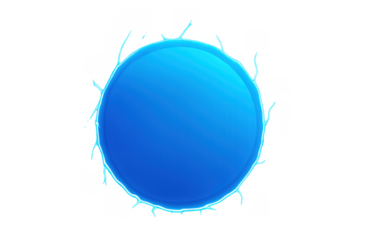 Blue energy field generating plasma current, glowing abstract portal, electric sphere, transparent background
