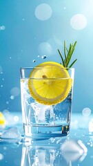 Refreshing drink with lemon slice