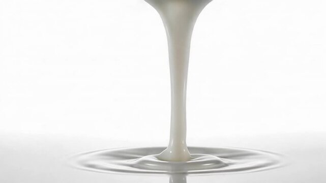 白い液体が波紋を作るクリーミーなテクスチャ：ループ