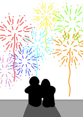 밤하늘을 수놓는 화려한 불꽃놀이와 여름밤의 축제 분위기, 도시의 빛과 사람들의 환호가 어우러진 감성적인 순간, 여행지에서 느끼는 낭만과 추억이 담긴 여름 축제의 장면