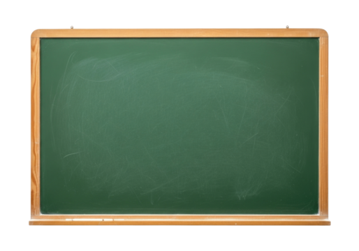 Green chalkboard with wooden frame transparent background cutout png