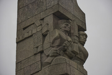 The Monument to the Defenders of the Coast on the Westereplatte Peninsula, close up, Gdansk. Poland