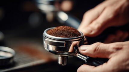 Coffee grinder preparing espresso