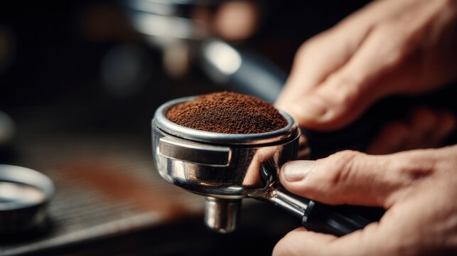 Coffee grinder preparing espresso