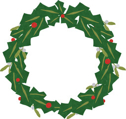 Mistletoe Paper Cut Christmas Icon Elements