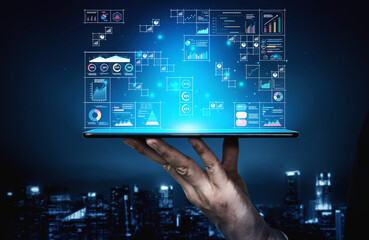 A big data visualization and business analytics dashboard grid. A complex collection of charts and graphs for comprehensive company reporting. Motif