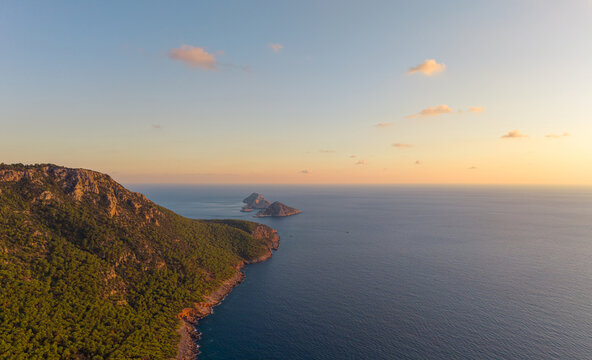 Five Islands near Gelidonya Lighthouse on the Lycian Way in the Mediterranean Sea, Turkey
