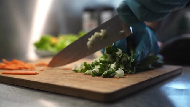 chef cutting vegetables - Powered by Adobe