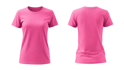 Pink tee shirt, front and back views