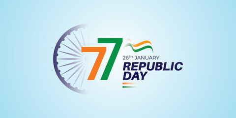 77th Republic Day India Design with Ashoka Chakra and Tricolor Elements