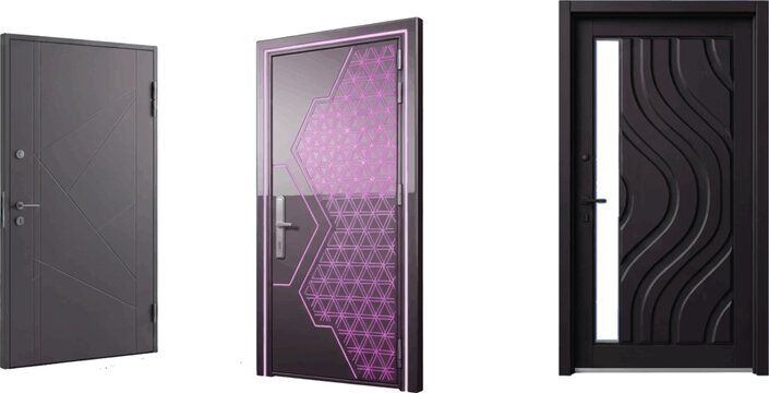 The image features three distinct doors, each showcasing unique designs and characteristics