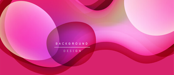 Abstract pink design features overlapping circles, waves. Modern aesthetic, smooth gradients create dynamic visual impact. Background element.