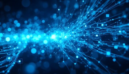 Futuristic Digital Tech Concept Illustration in Blue Tones