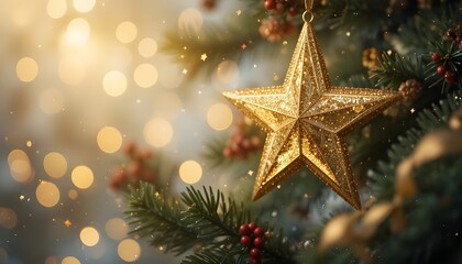 Elegant Holiday Vector Design Featuring Golden Star Ornament