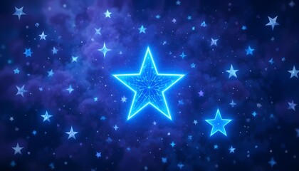 Futuristic Cosmic Vector Illustration with Neon Star Effects