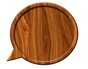 Wooden speech bubble. Textured wood, rounded frame