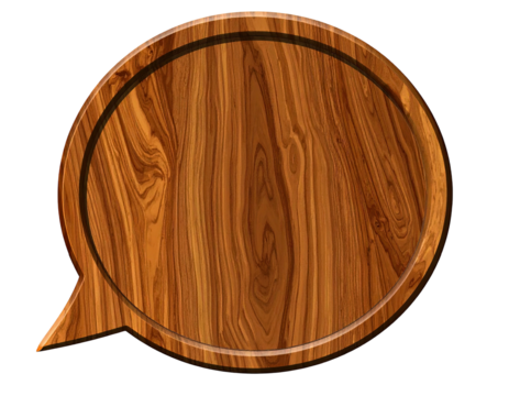 Wooden speech bubble. Textured wood, rounded frame