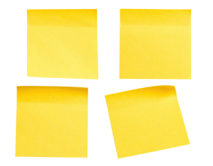 Four yellow sticky notes on black