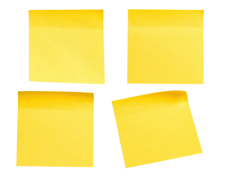 Four yellow sticky notes on black