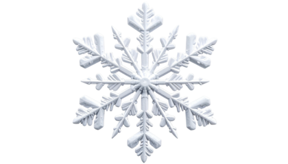 Detailed, white, six-pointed snowflake on a black background